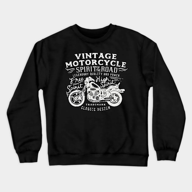 Retro Vintage Spirit of the Road Motorcycle Biker gift Crewneck Sweatshirt by Luxara